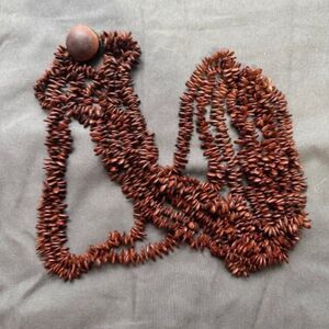 Vintage Multi Layer Hawaiian Apple Seed Necklace 32"